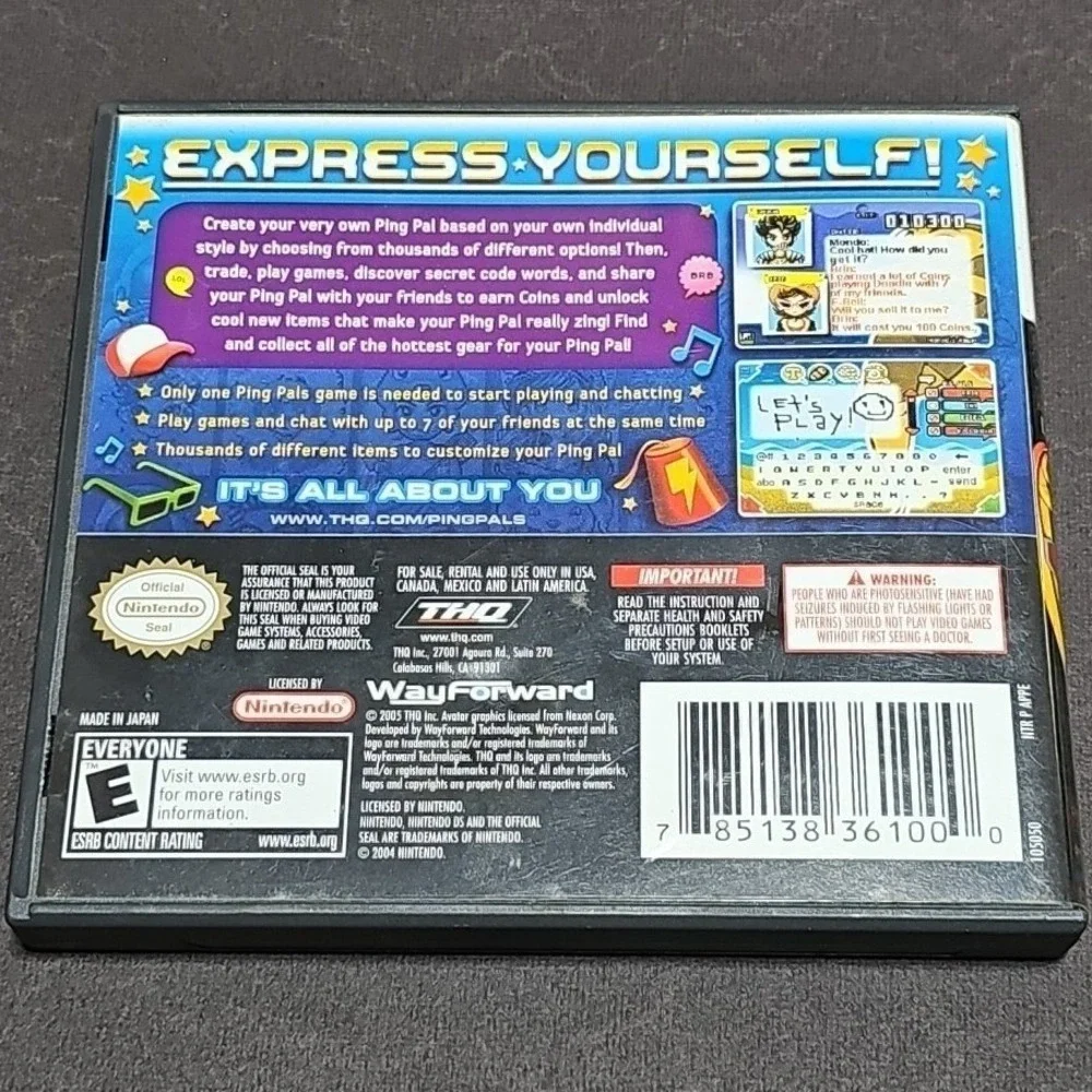 Ping Pals Nintendo DS Original Case & Manual‎ Replacement Authentic No Cartridge